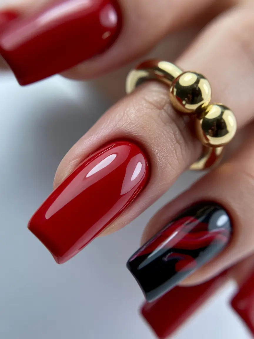 red winter nails 2025 2026 Midnight Heat