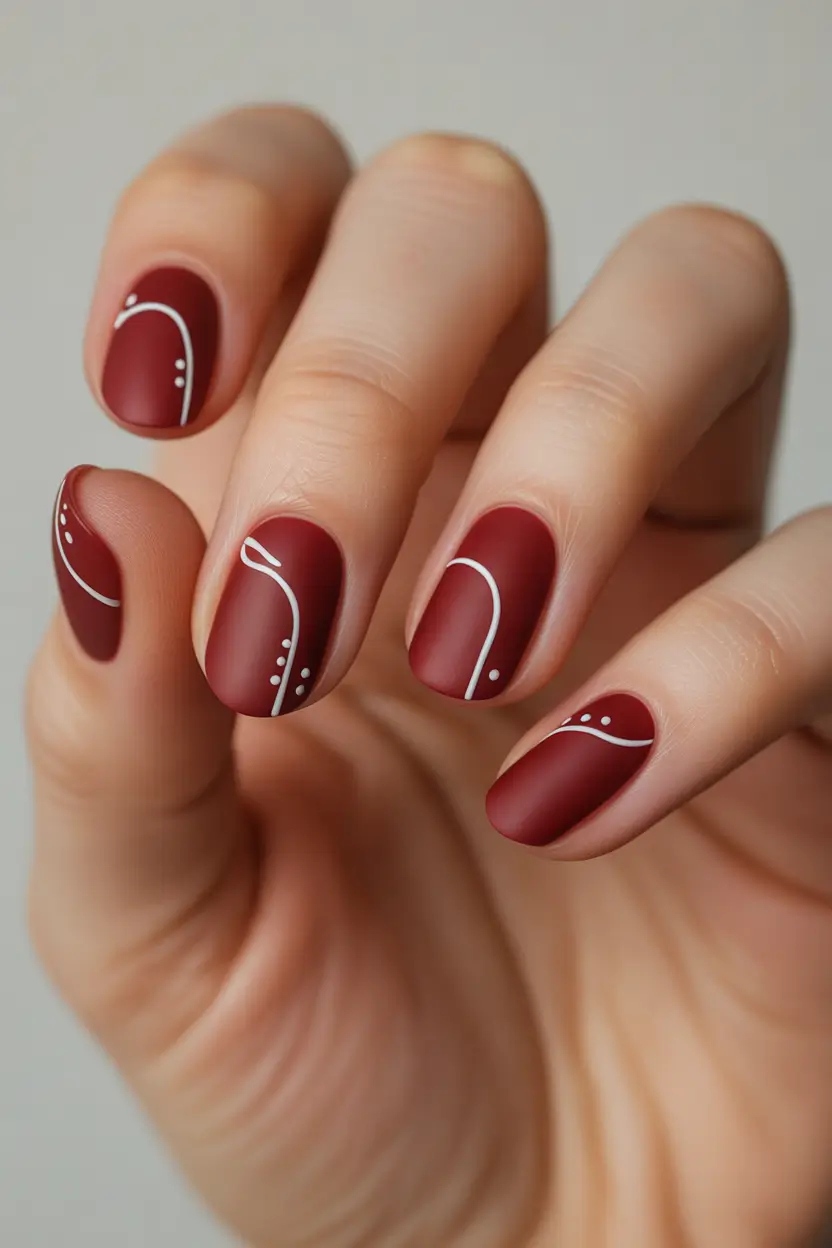 red winter nails 2025 2026 Minimalist Frost Lines