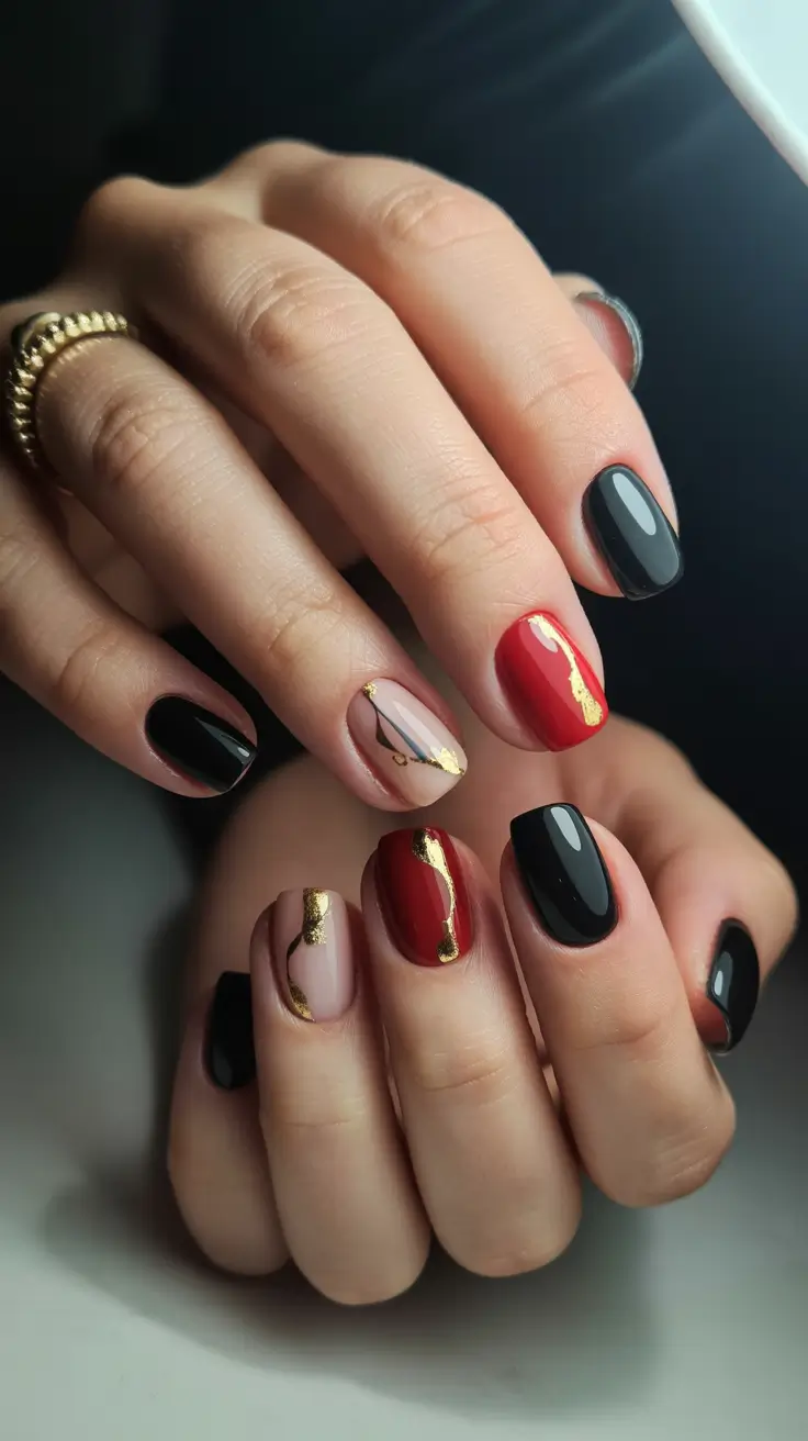 short winter nails design and color ideas Velvet Noir Glamour