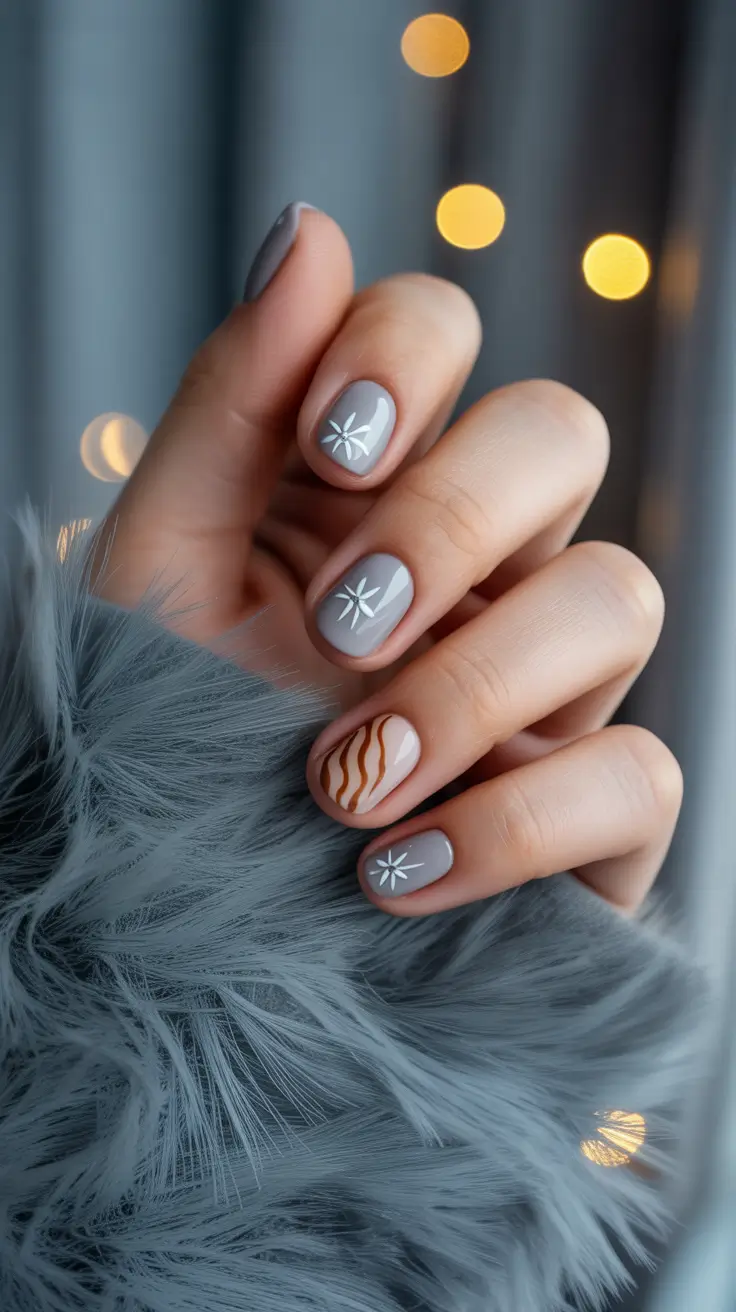 short winter nails design and color ideas Starry Glow