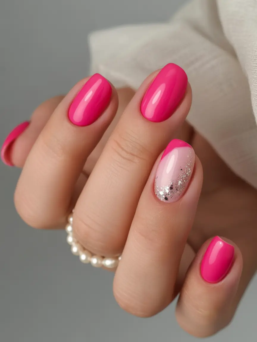 short winter nails design and color ideas Pink Frost Delight