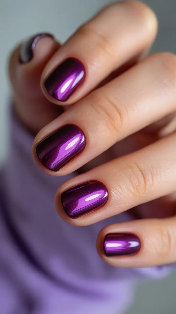 short winter nails design and color ideas Amethyst Mirror Shine