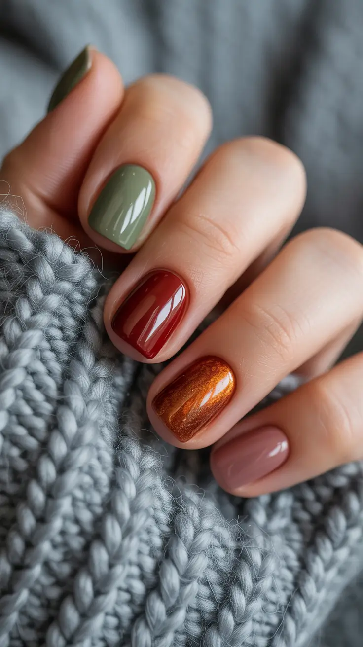 short winter nails design and color ideas Autumn Ember Mix