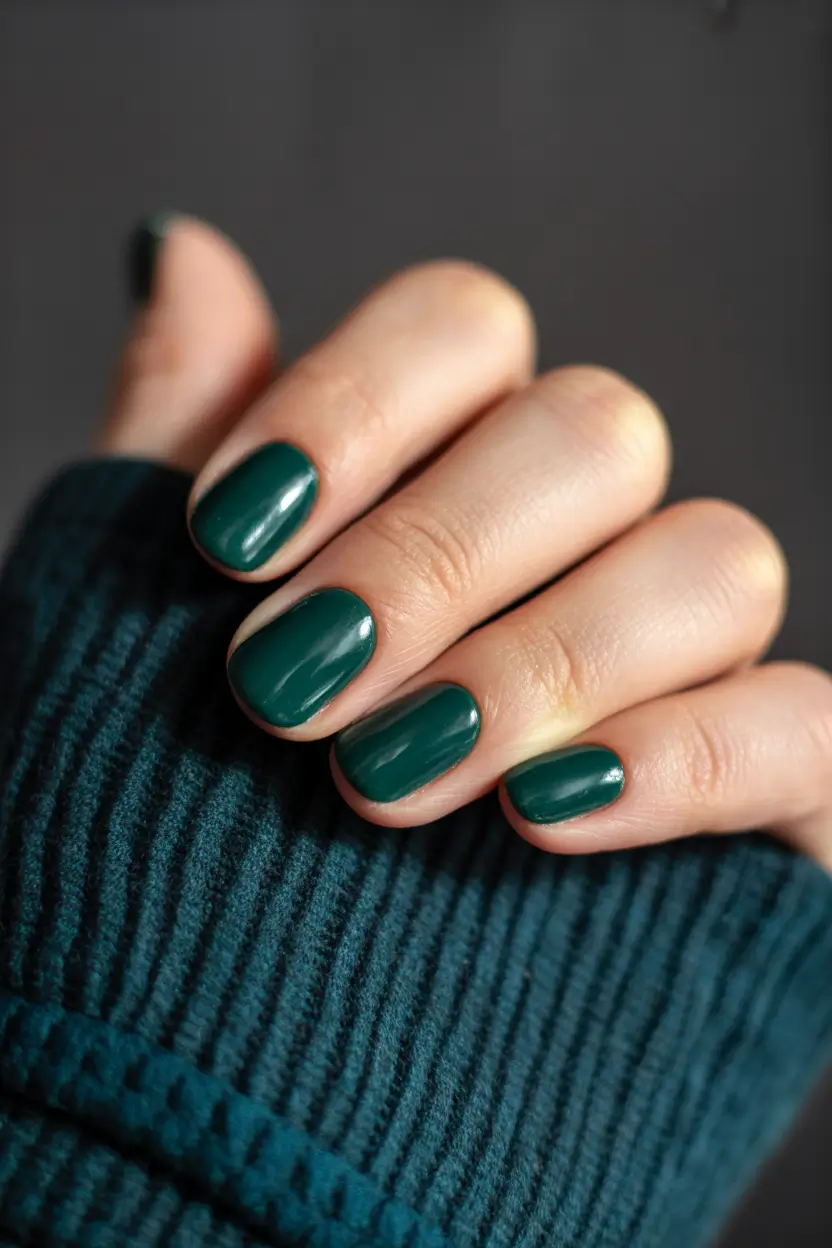 short winter nails design and color ideas Evergreen Envy