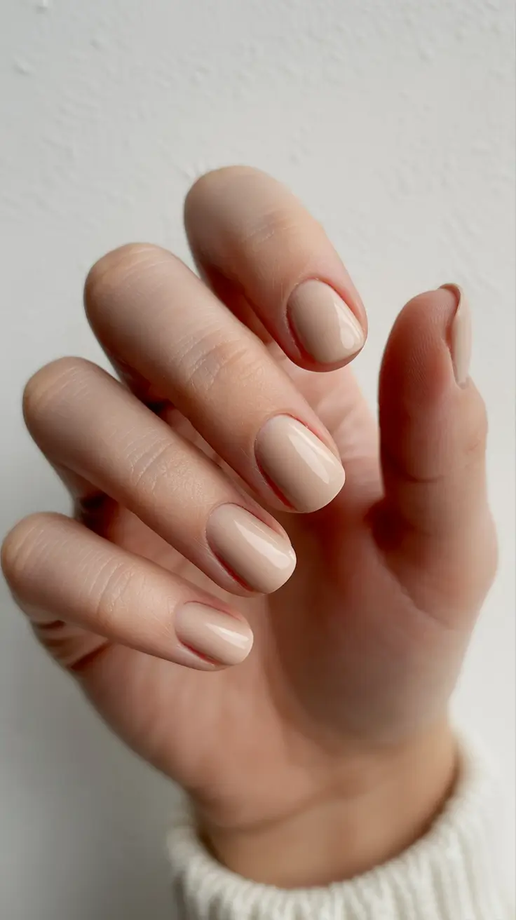 short winter nails design and color ideas Soft Nude Calm
