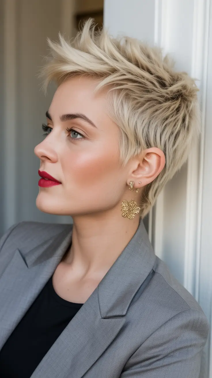 short winter haircuts edgy blonde spiky pixie