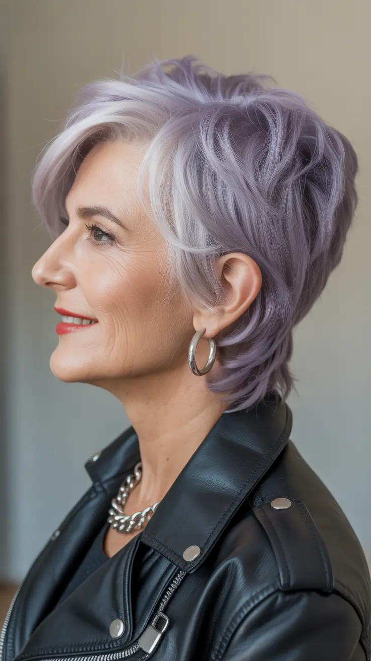 short winter haircuts lavender layered crop