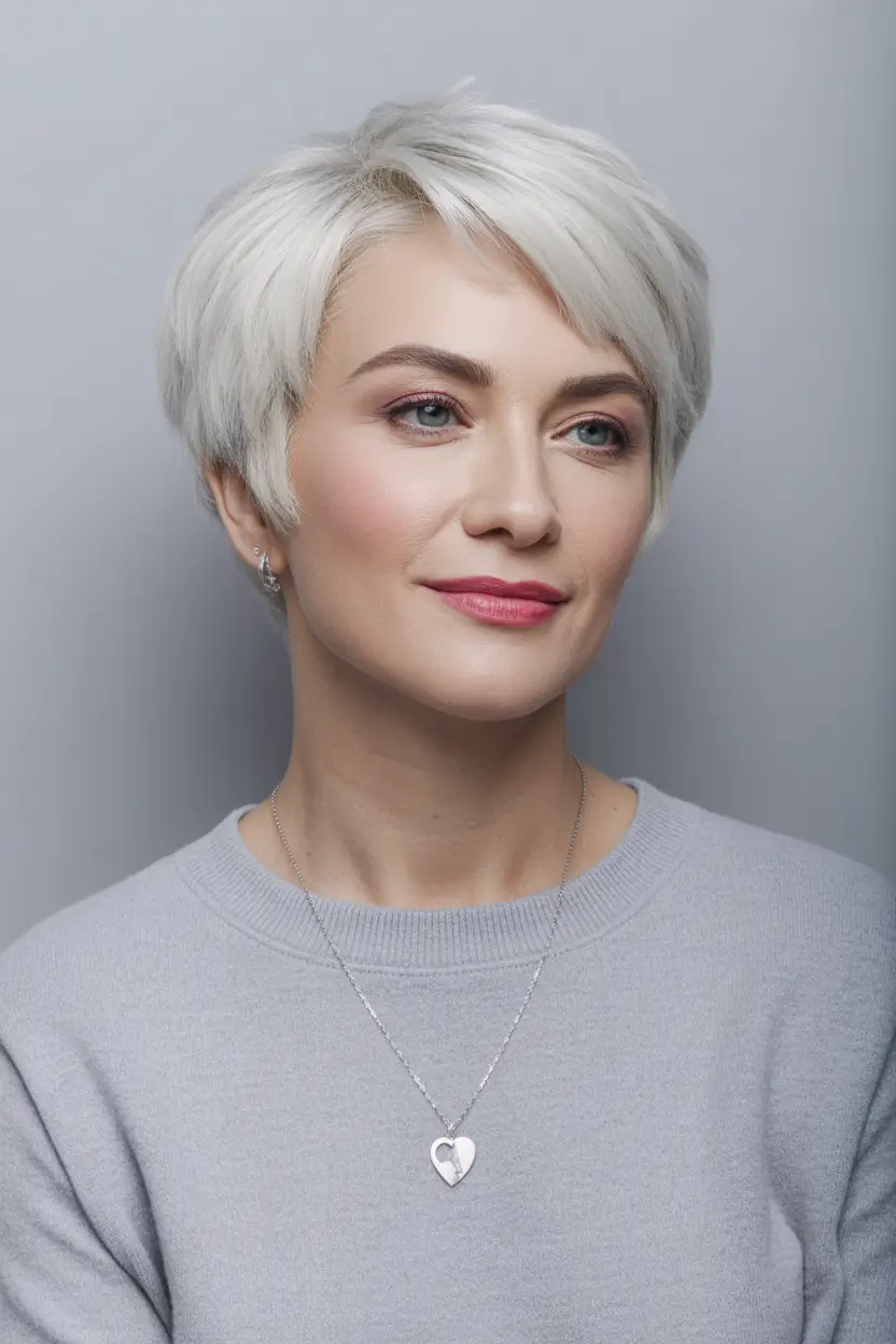short winter haircuts platinum bob side swept