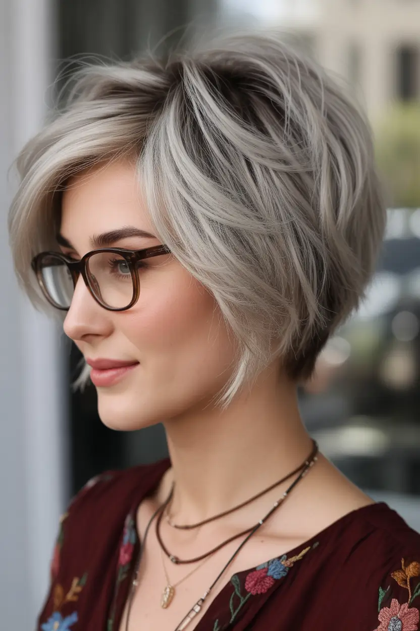 short winter haircuts layered ash blonde bob