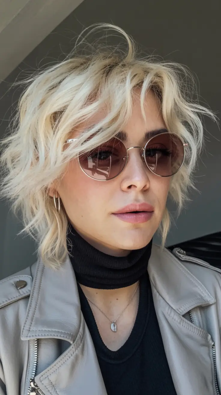 short winter haircuts shaggy blonde bob