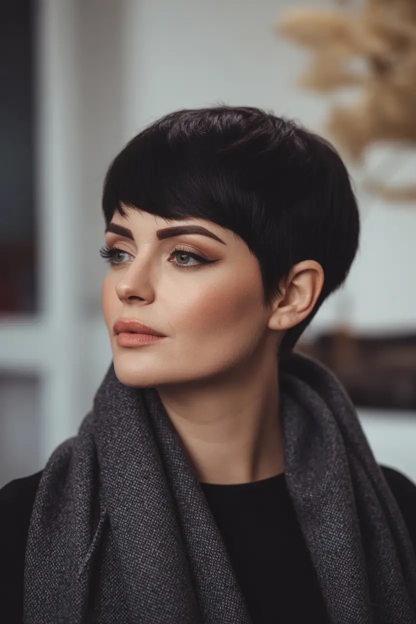 short winter haircuts polished black crop