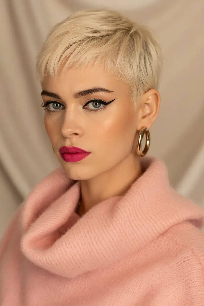 short winter haircuts frosty blonde pixie