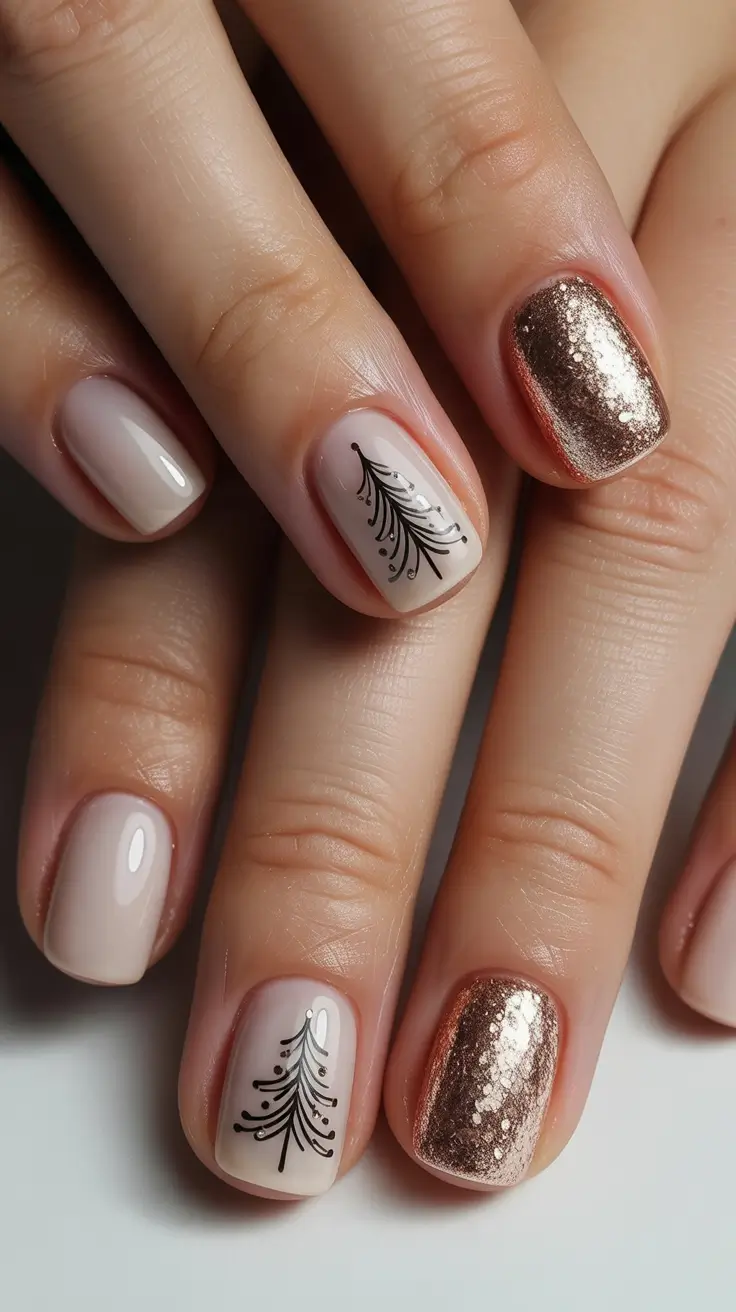 short-winter-nails-Champagne-Sparkle-Evergreen