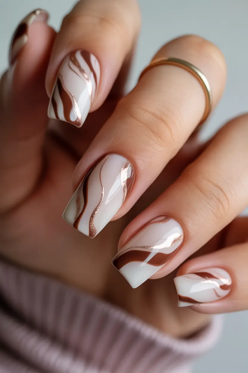 simple winter nails Mocha Swirl Bliss
