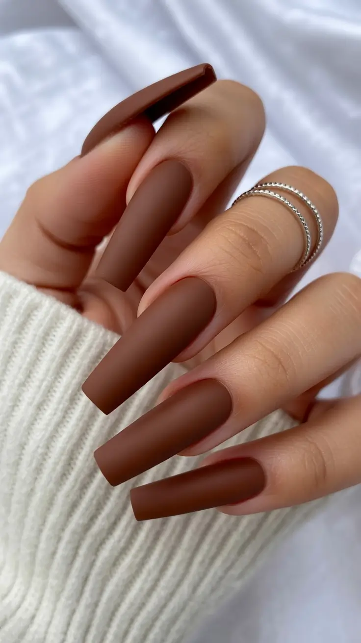 simple winter nails Matte Mocha Sophistication
