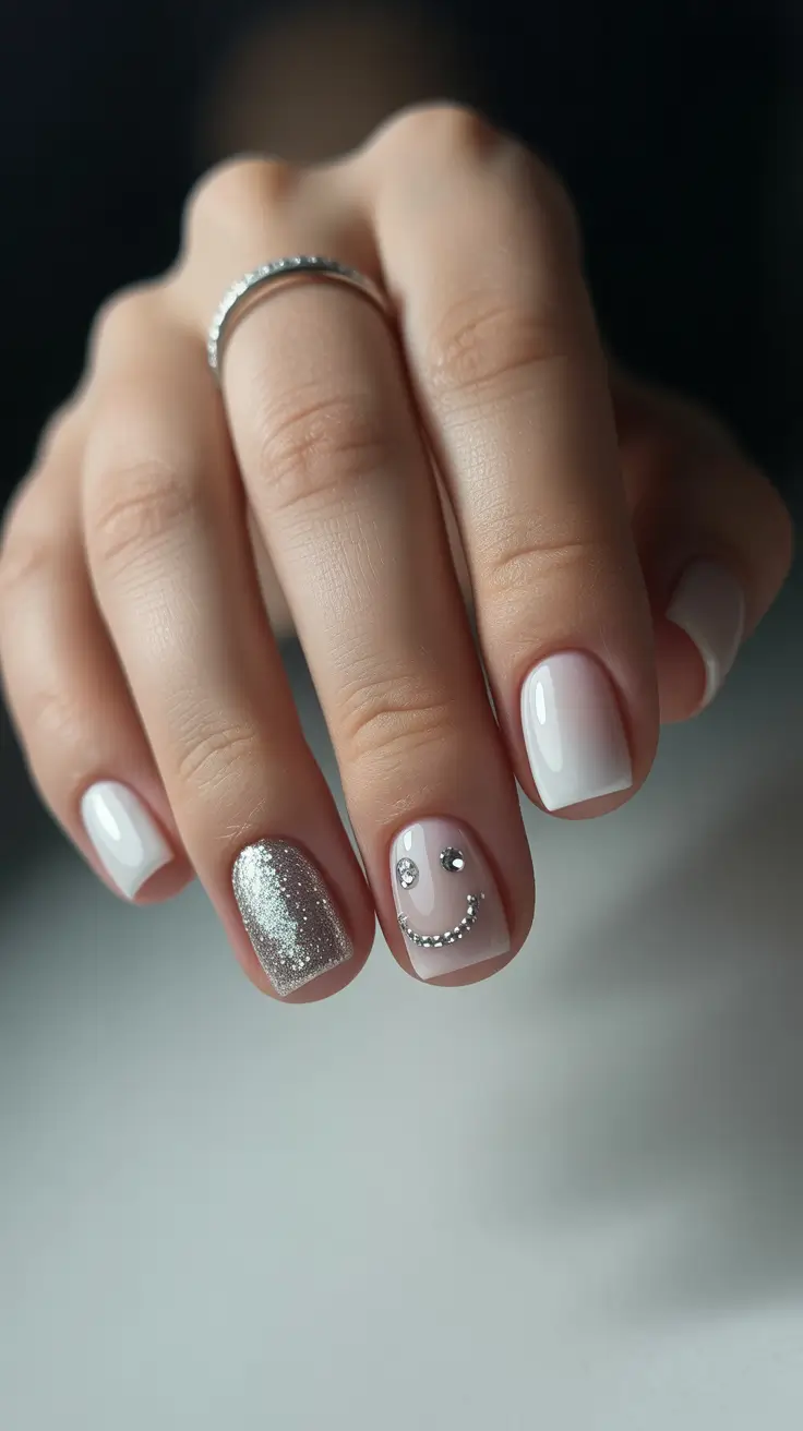 simple winter nails Frosty Smile Charm