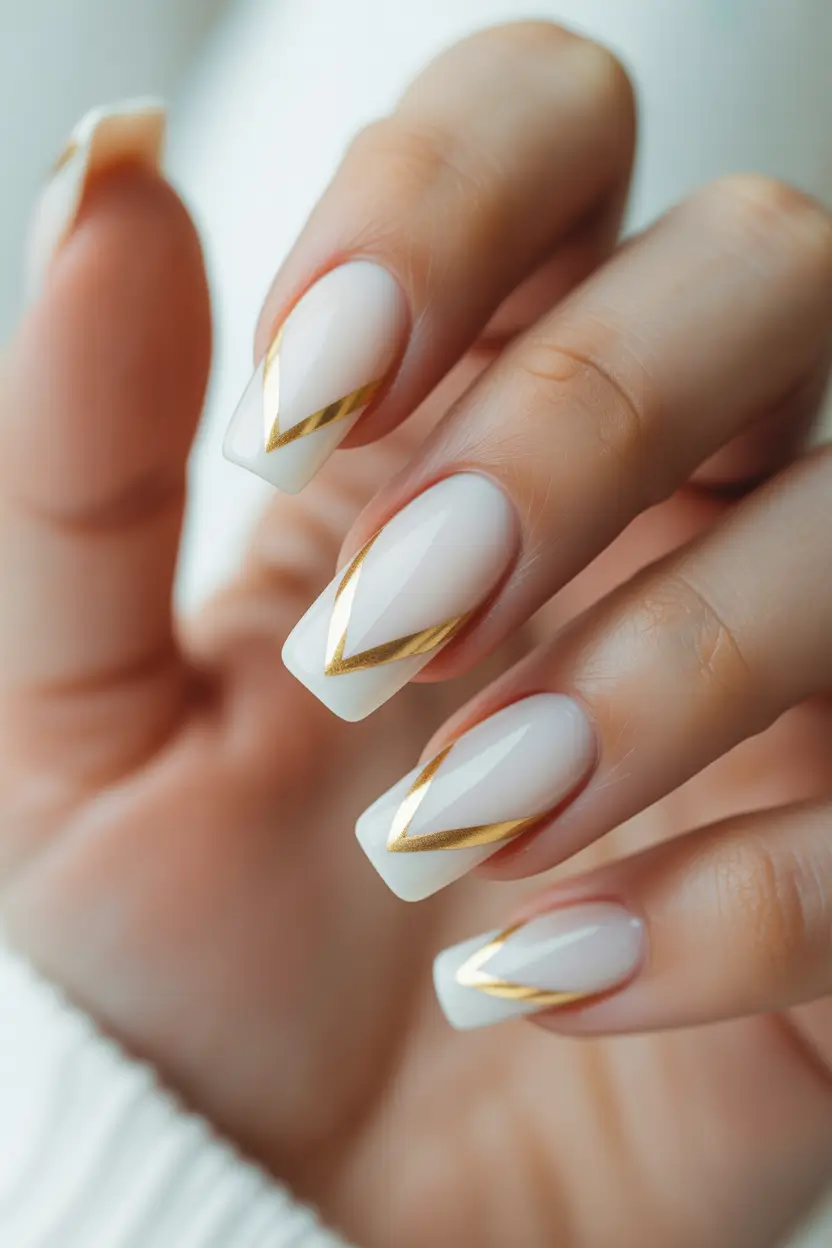 simple winter nails Golden Edge Elegance