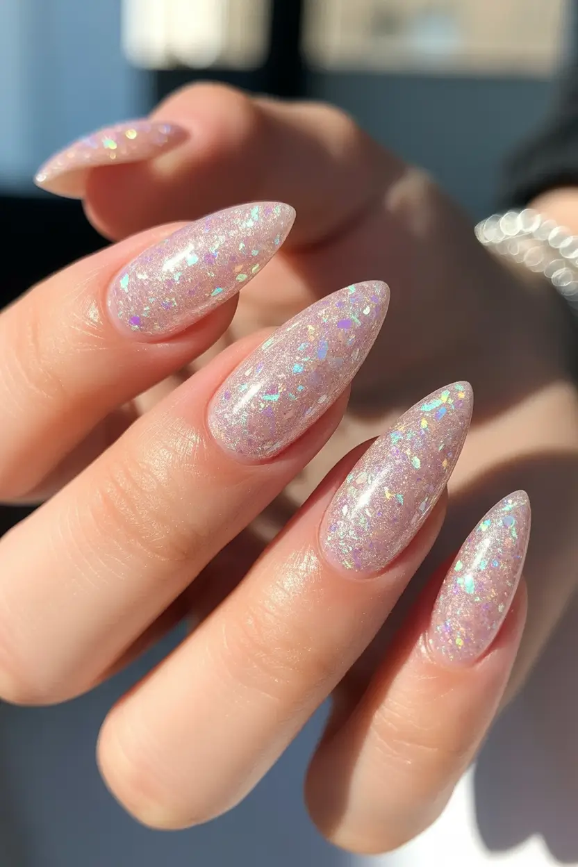 simple winter nails Crystal Snowlight Glow