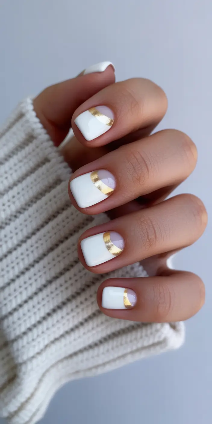 simple winter nails Golden Minimalism