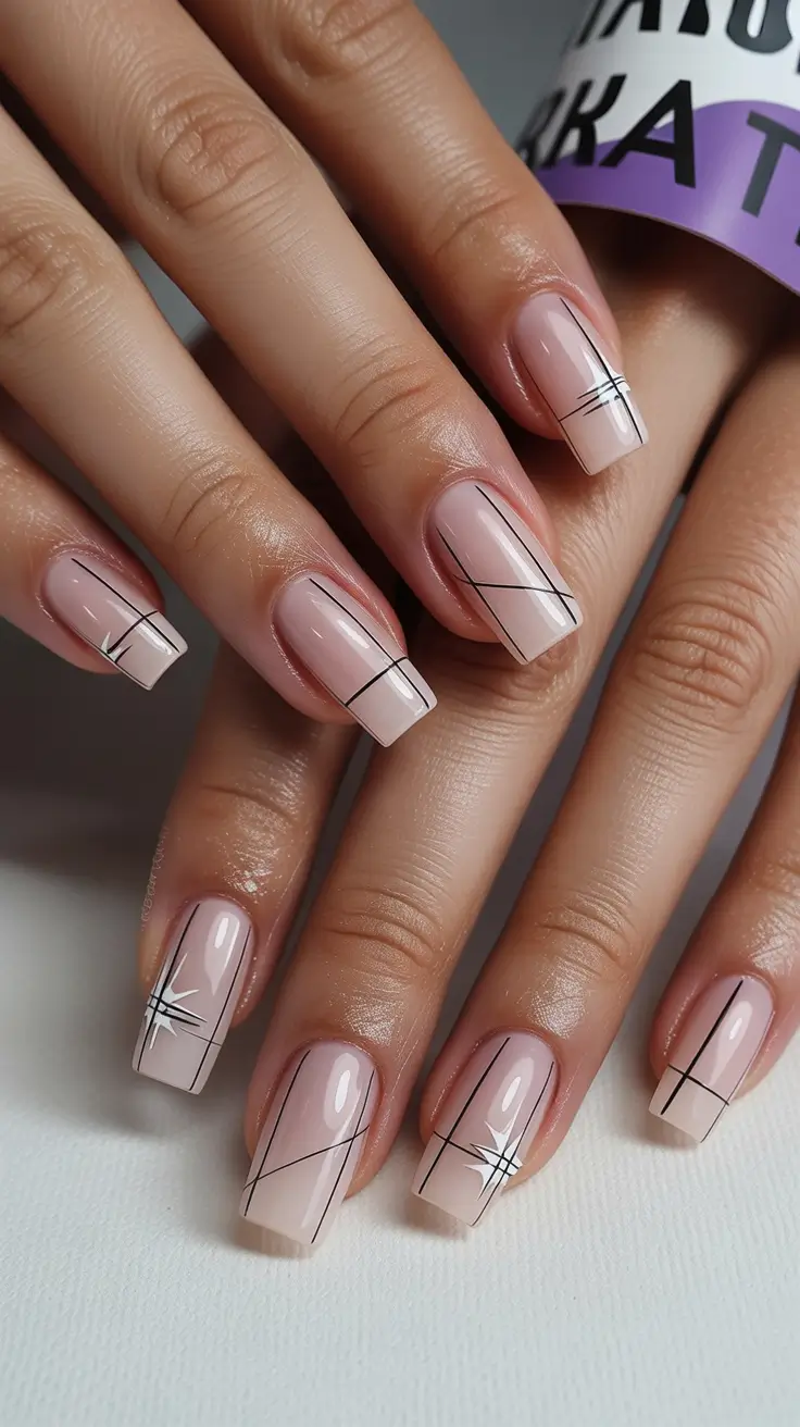 simple winter nails Minimal Lines of Elegance