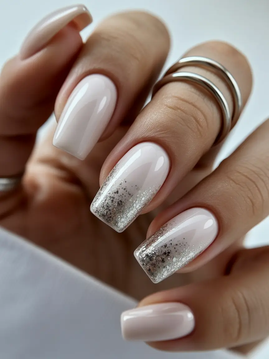 simple winter nails Silver Whisper Ombre