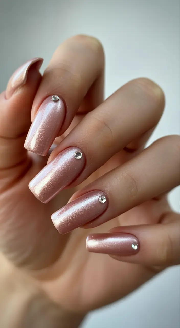 simple winter nails Rosy Pearl Luxe