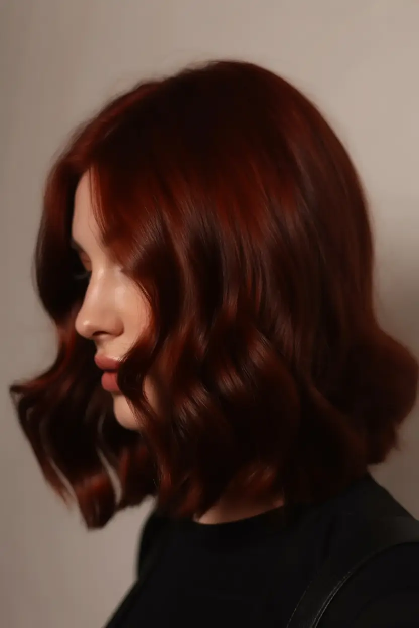 deep winter hair colors Velvet Red Short Waves