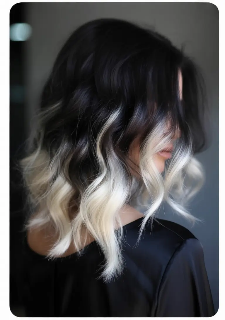 deep winter hair colors Monochrome Black-and-Ice Waves