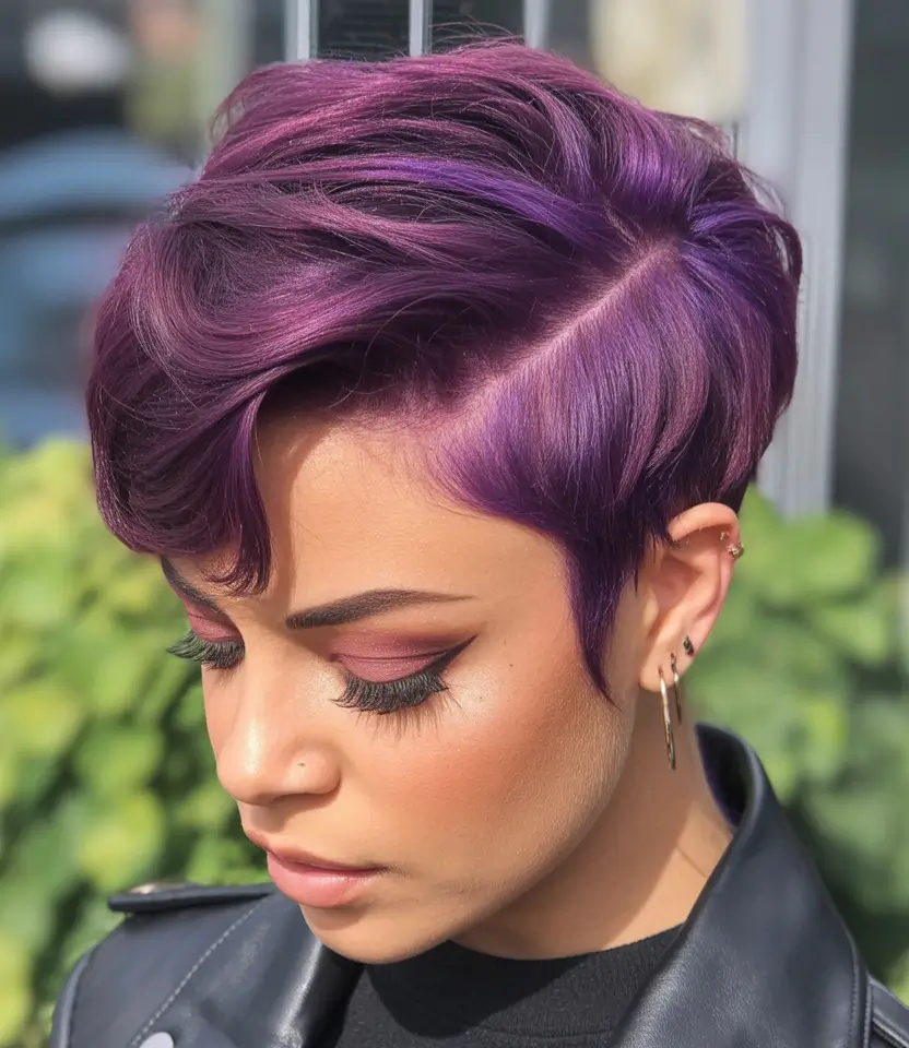 deep winter hair colors Vibrant Violet Pixie