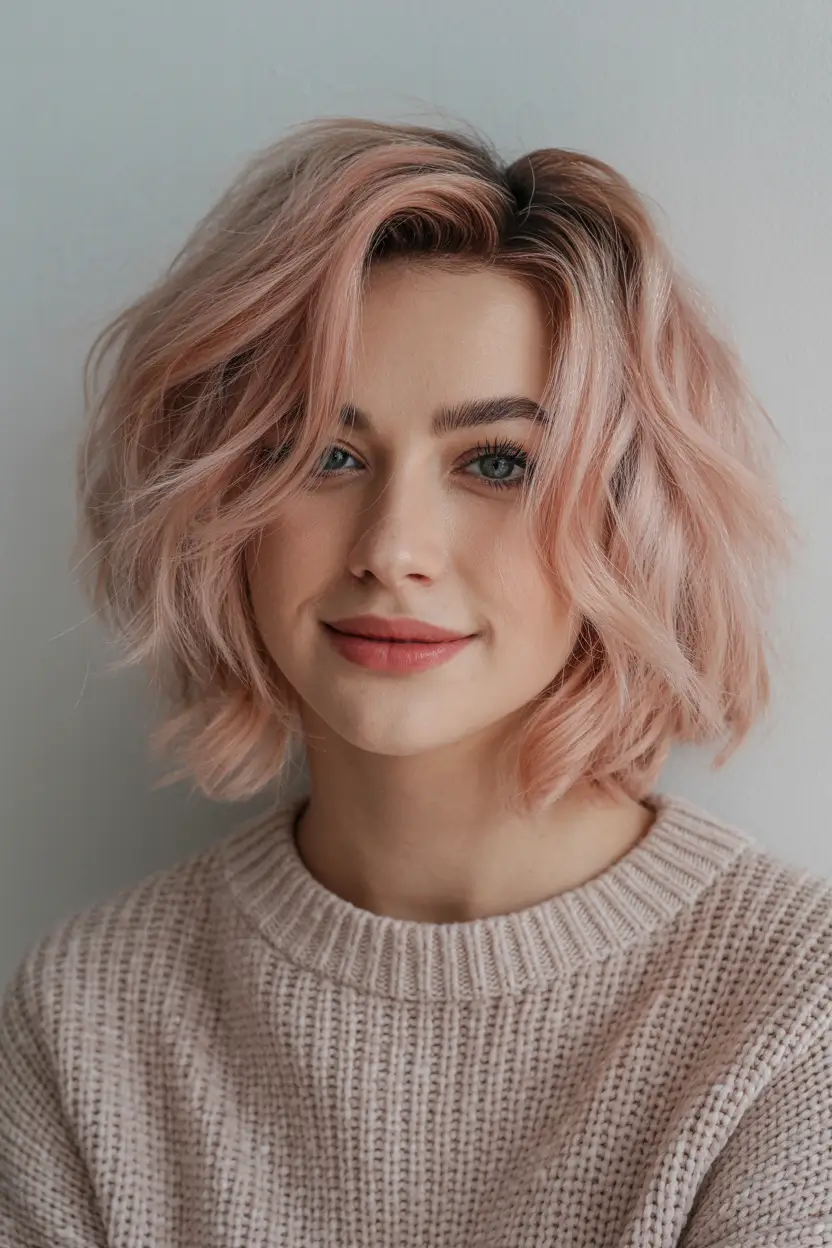 hair colors for soft winter Rosy Blush Bob