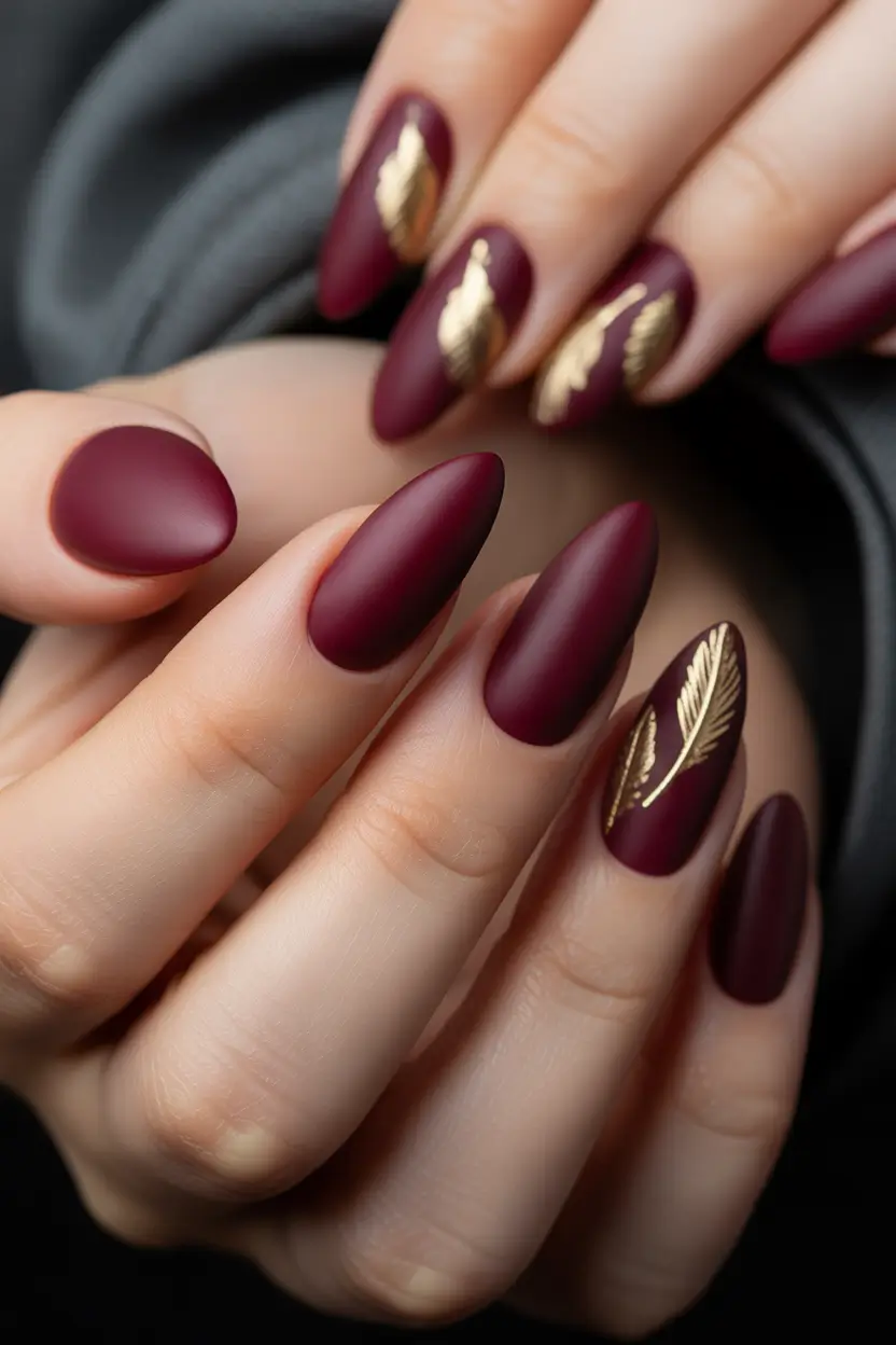 winter almond nails Velvet Wine Luxe