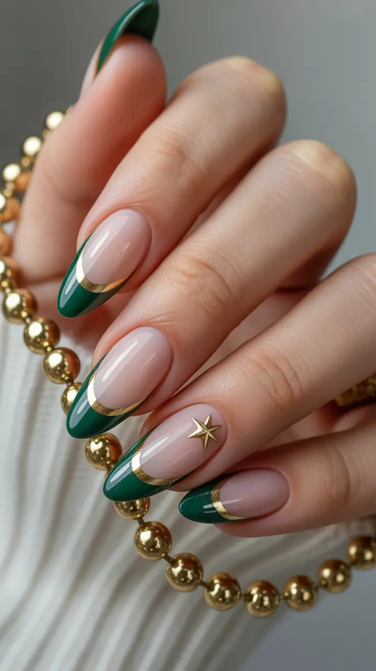 winter almond nails Emerald Luxe Tips