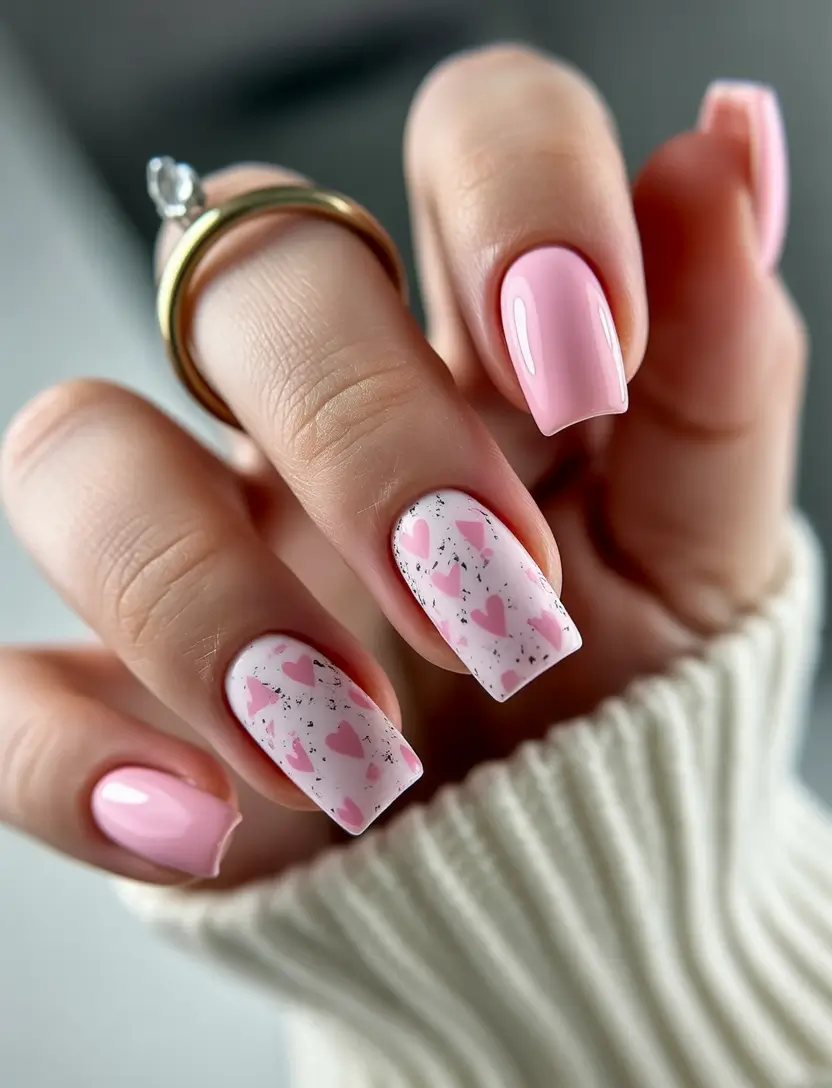 winter-nails-ideas-Sweet-Pink-Hearts