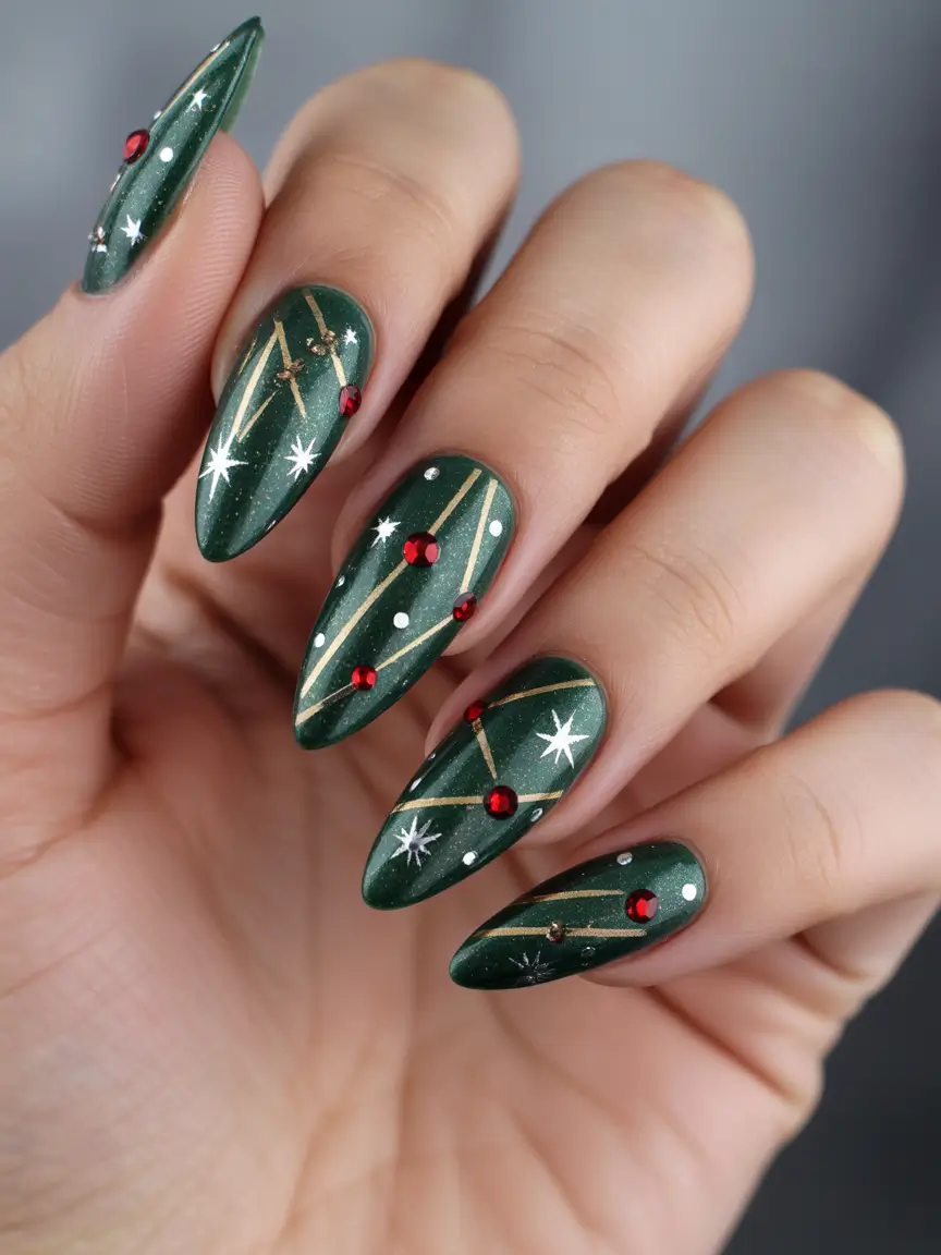 winter-nails-ideas-Emerald-Star-Night