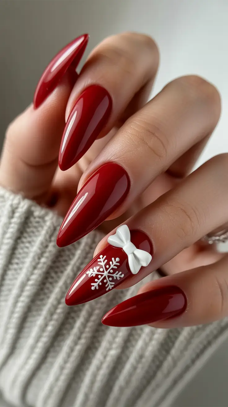 winter-nails-ideas-Crimson-Snowflake-Magic