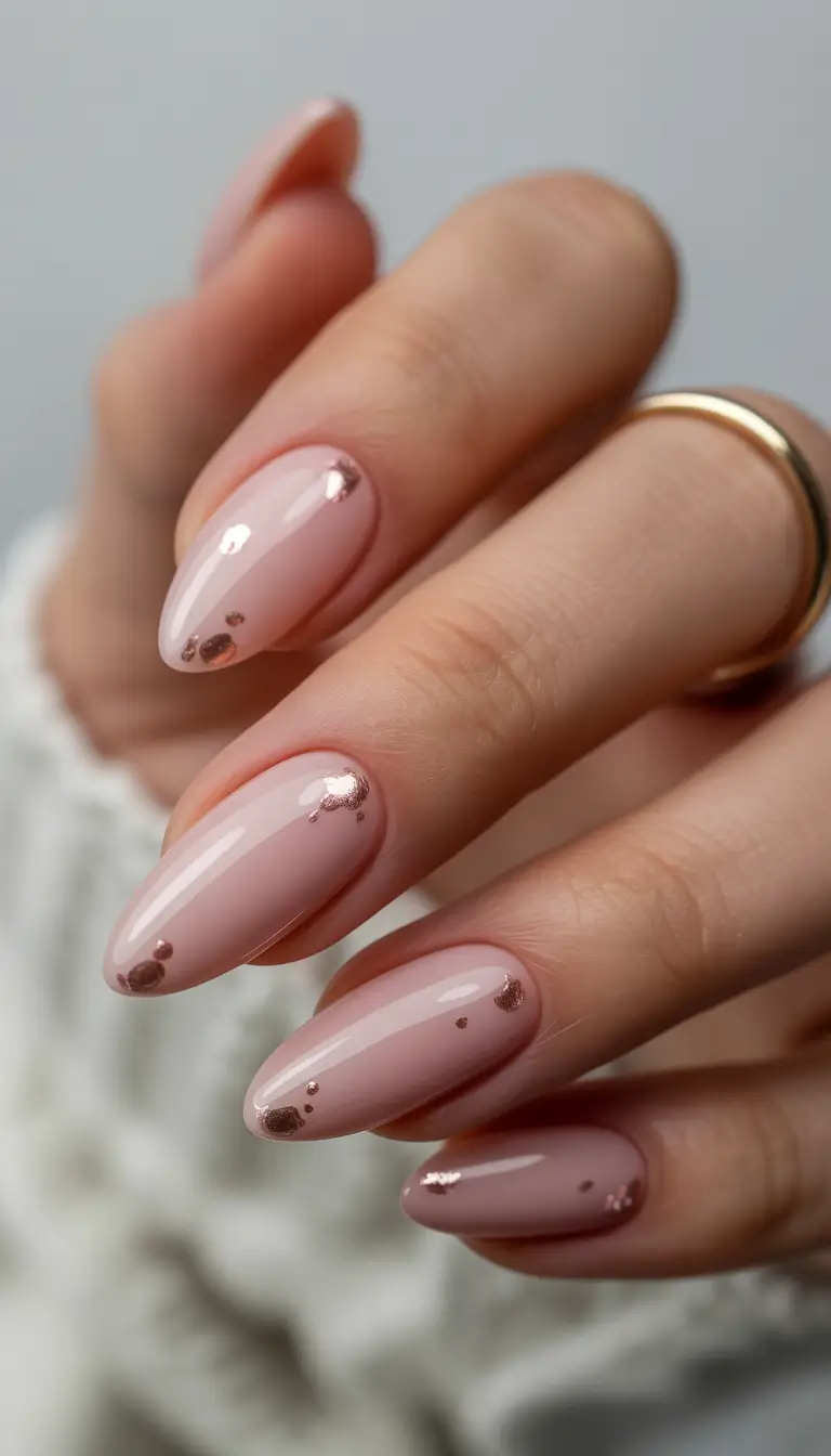 winter-nails-ideas-Soft-Blush-with-Rose-Gold-Droplets