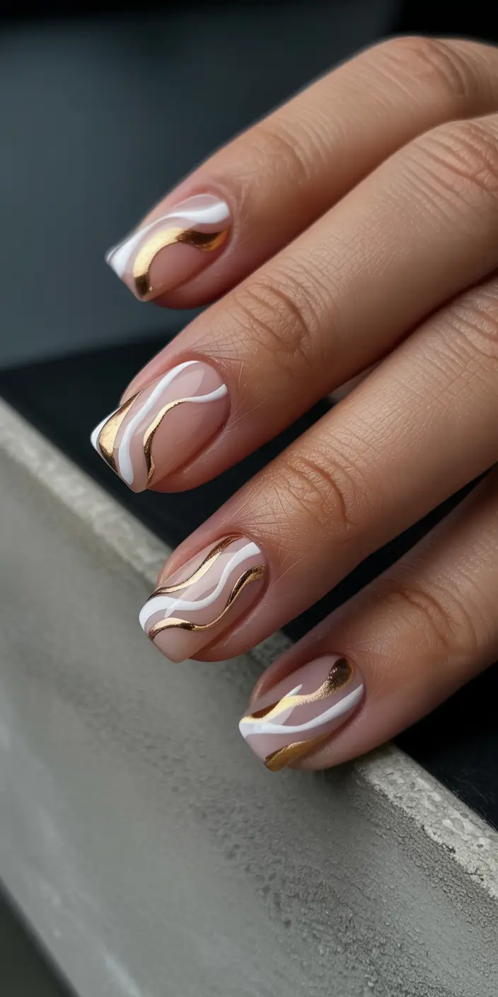 winter-nails-ideas-White-and-Gold-Flow