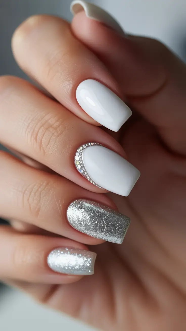 white christmas nails Winter Luxe Minimalism