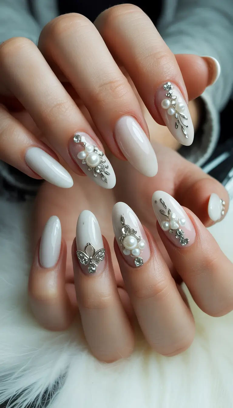 white christmas nails Pearl Frost Fantasy