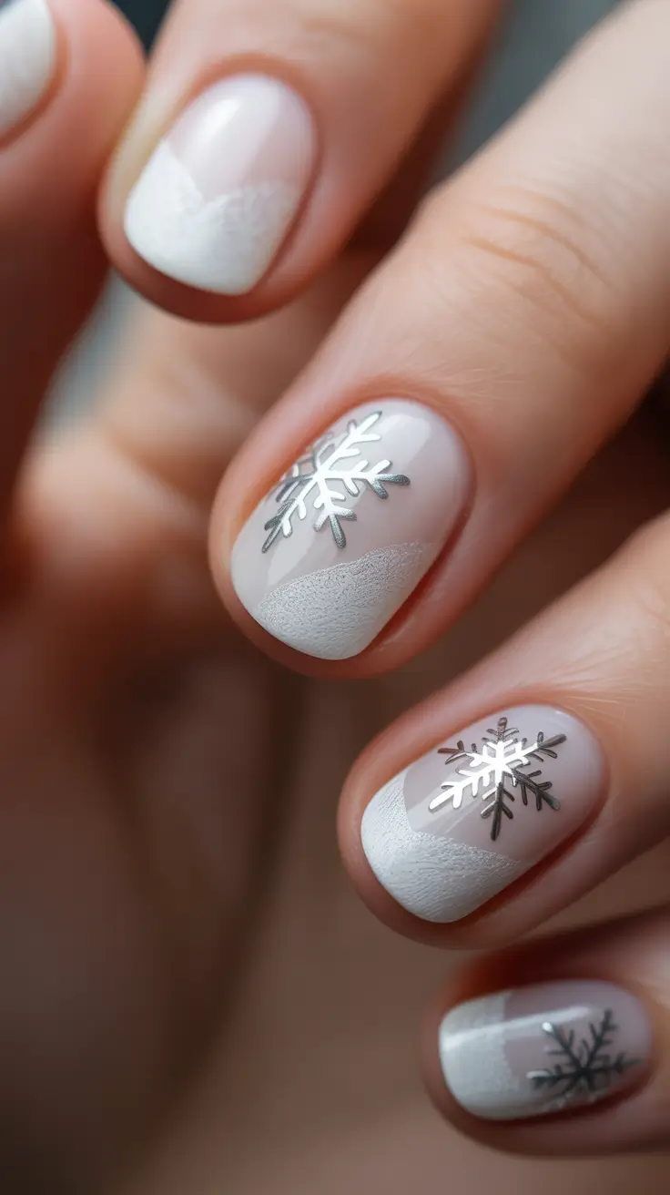 white christmas nails Frosty Snowflake Tips