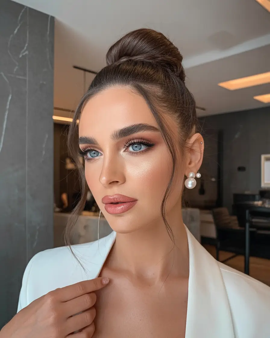 winter formal hairstyles High Wrapped Bun with Romantic Detailing