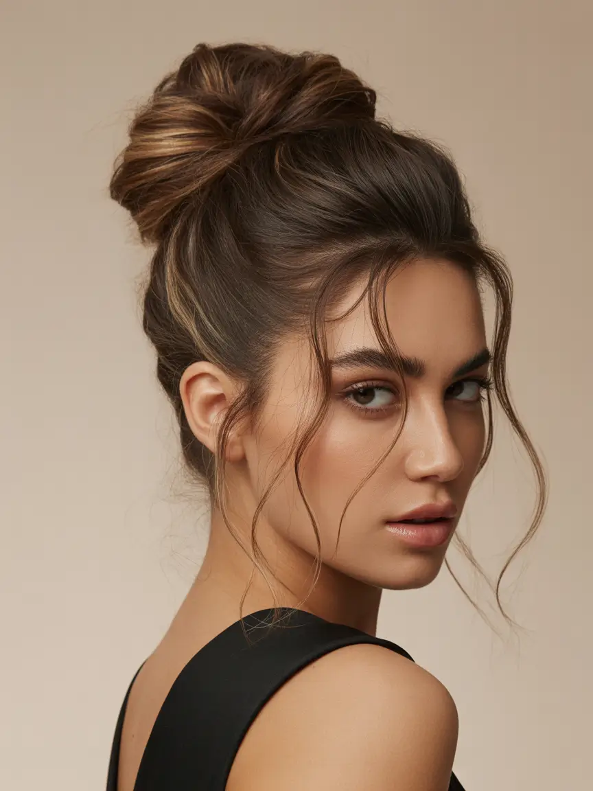 winter formal hairstyles Voluminous High Bun with Effortless Texture