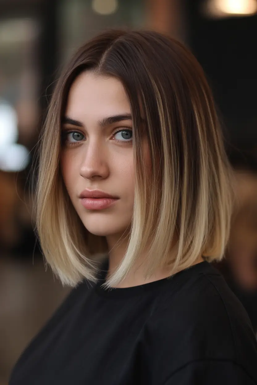 winter formal hairstyles Modern Blunt Bob with Gradient Blonde Finish