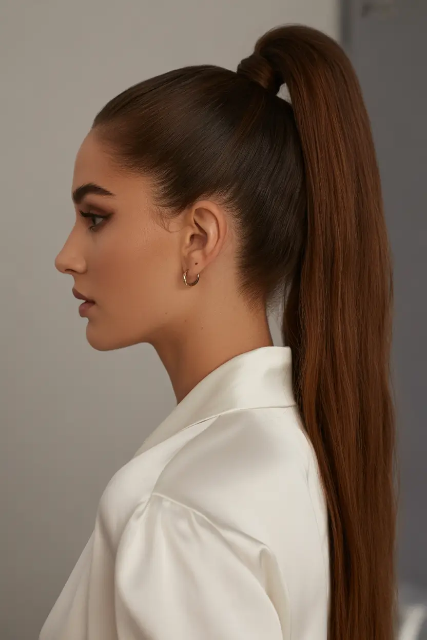winter formal hairstyles Sleek High Ponytail with a Sculpted Finish