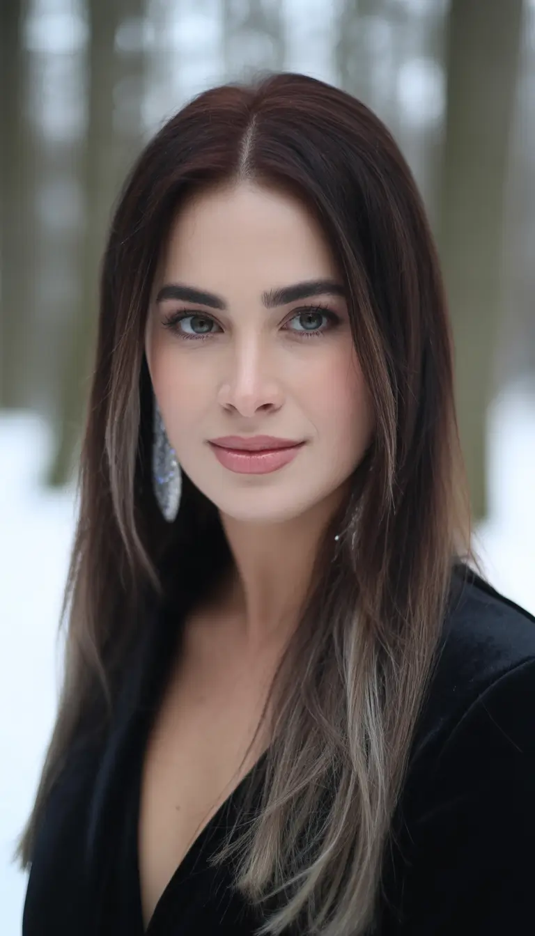 winter hair colors for brown hair Deep Brunette with Cool Ash Ends