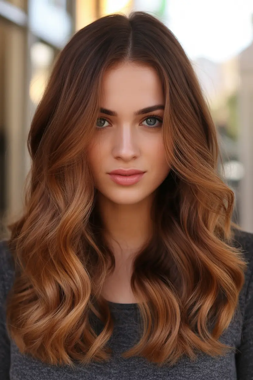 winter hair colors for brunettes Coppered Cinnamon Waves