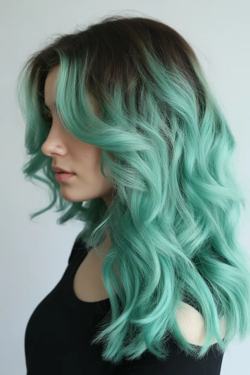 winter hair colors for brunettes Mint Frost Waves