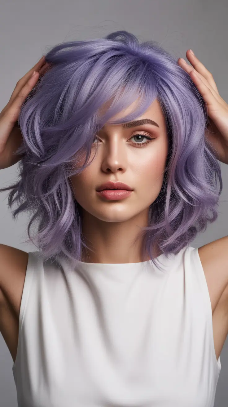 winter hair colors for brunettes Lavender Cloud Bob