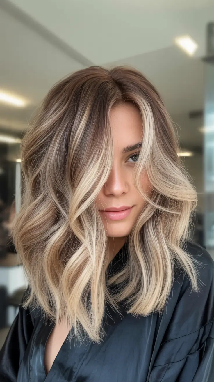 winter hair colors for brunettes Rooty Bronde Waves