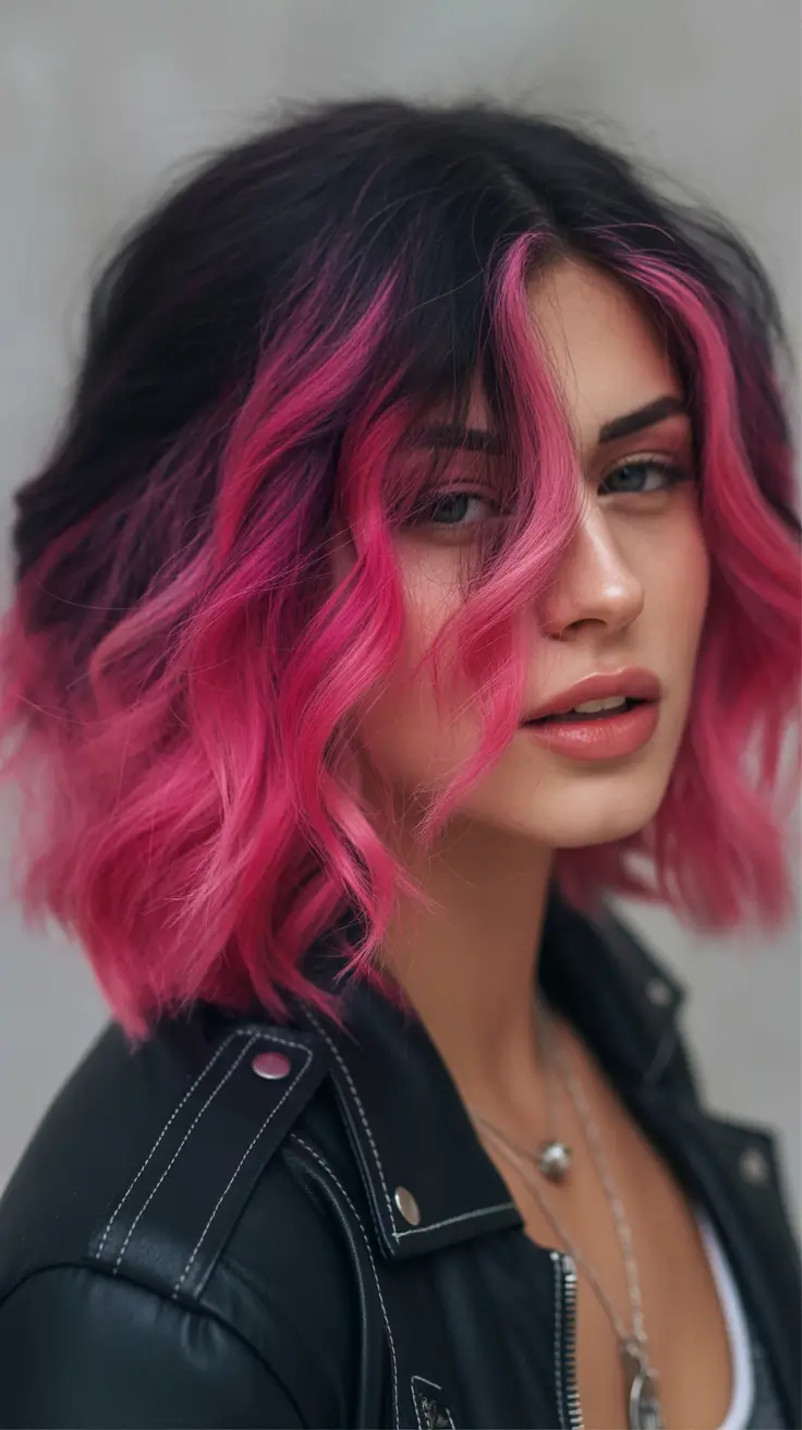 winter hair colors for brunettes Hot Pink Lob